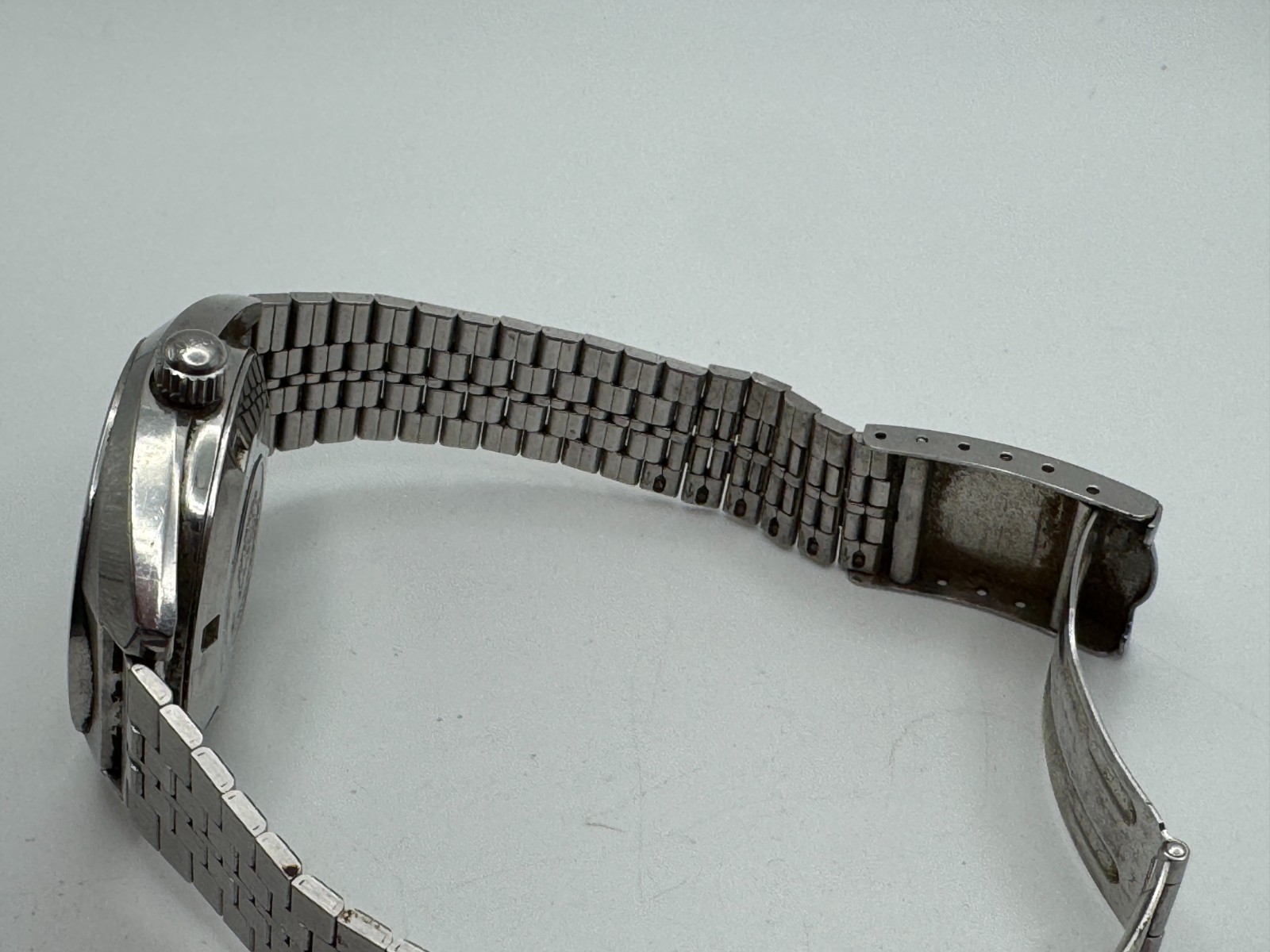 Vintage Men’s ORIENT Automatic 21 Jewels 149-10560 Silver Tone Day Date Watch