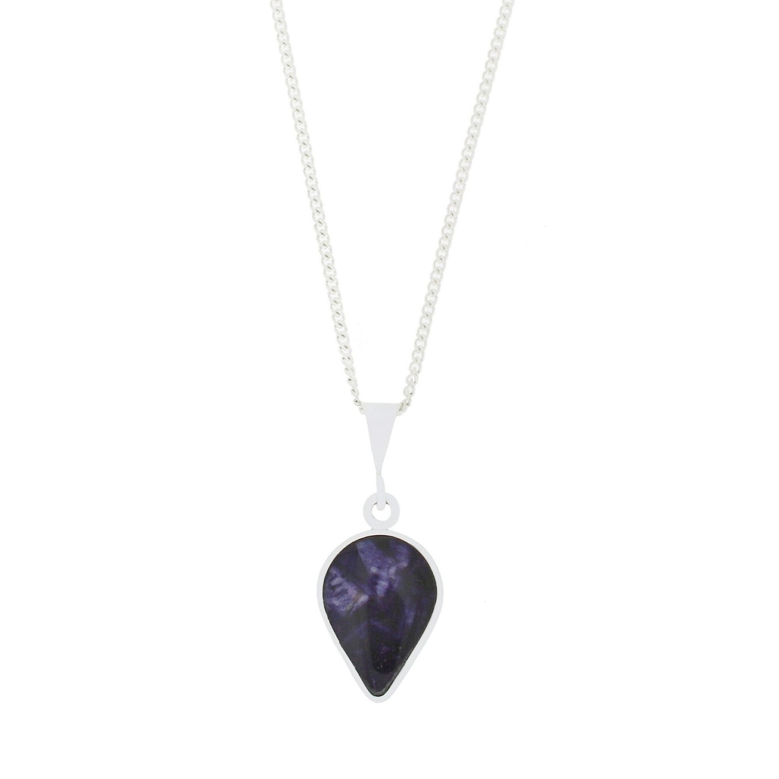 Derbyshire Blue John and Whitby Jet Sterling Silver Necklace DBJ793
