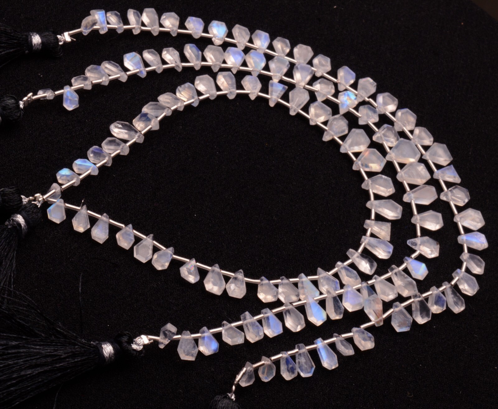 Blue Fire Rainbow Moonstone 5 to 8 mm Size Jewelry Making Beads 9″ Strand