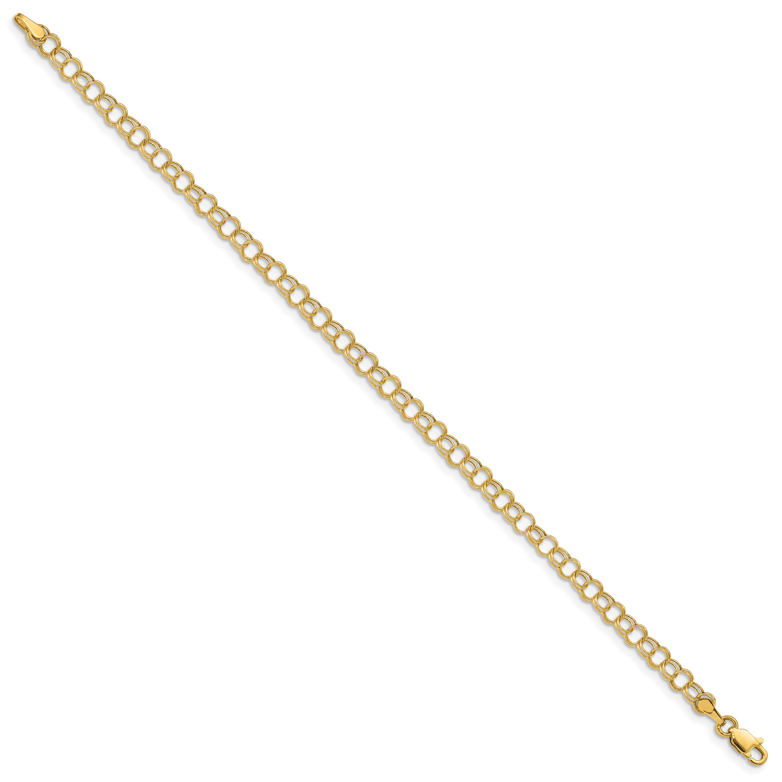 14k Hollow Double Link Charm Bracelet DO350