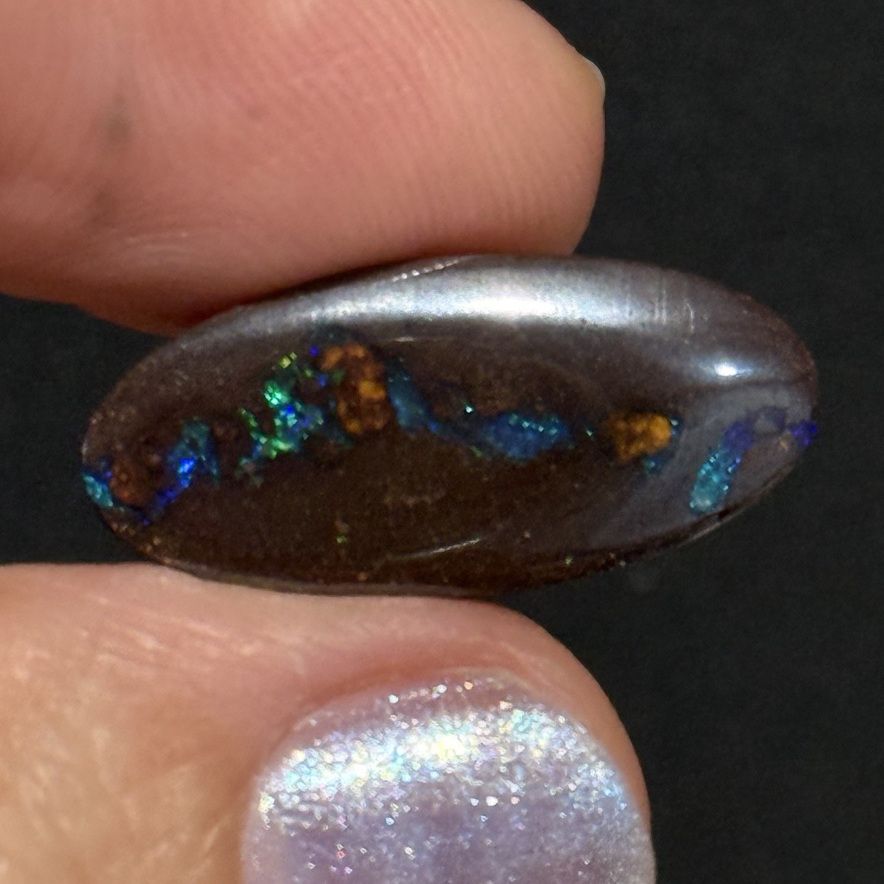 21.1ct 23×10.6x5mm Natural Dark Boulder Australian Opal Oval Cabochon Ring Gem