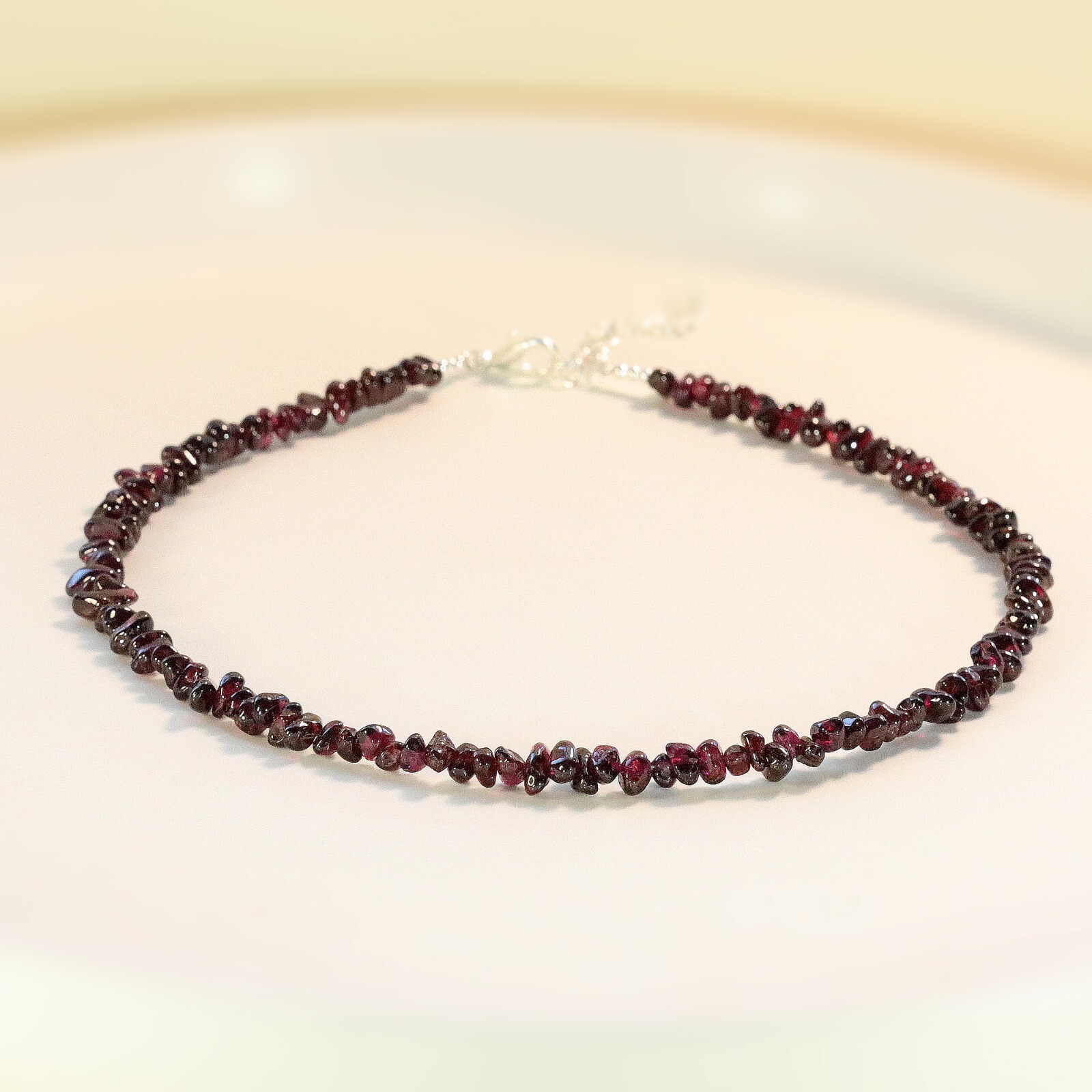Natural Garnet Chips Necklace, Small 3mm-5mm Chips, Genuine Purple Gemstones