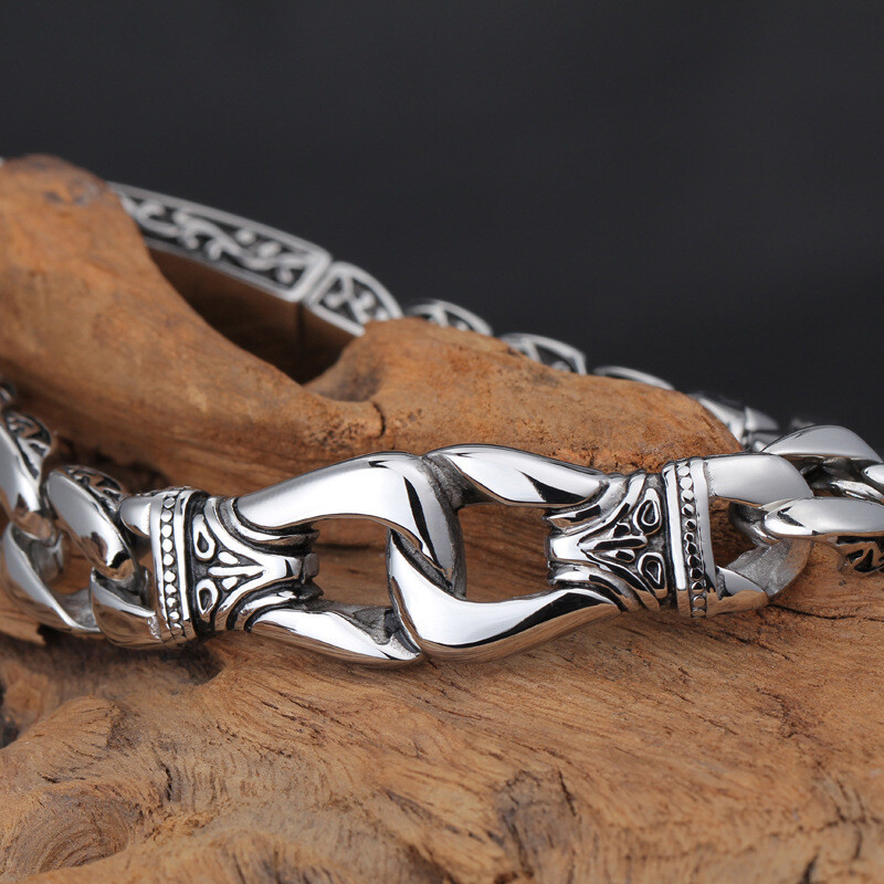 Mens Heavy Sturdy Stainless Steel Motorcycle Biker Chain Bracelet Wristband Gift