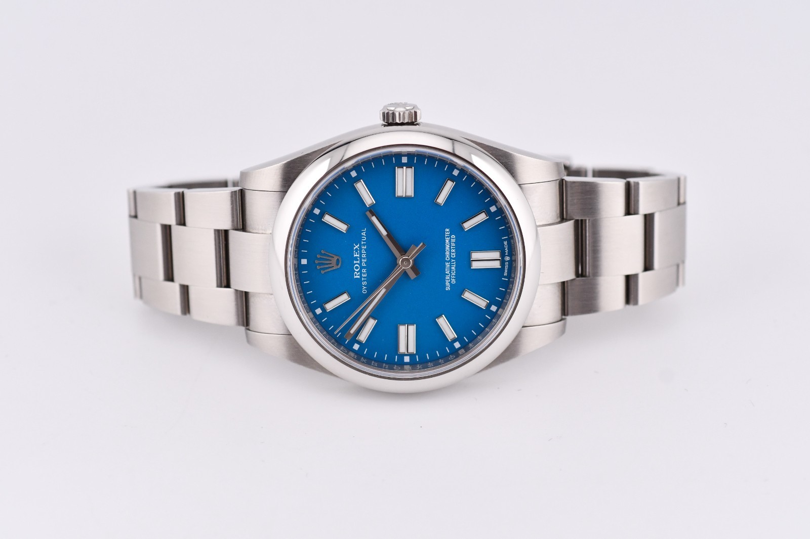 Rolex Oyster Perpetual 41mm Ref. 124300 Custom Blue Dial Box and Paper