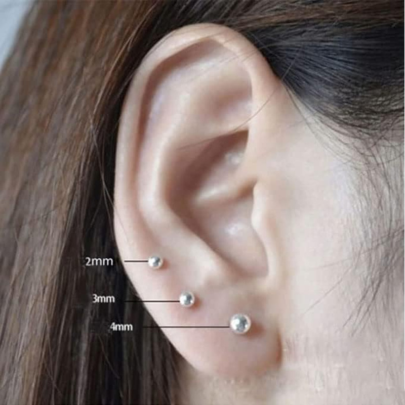 Flat Screw Back Ball Stud Earrings For Women Girls,2mm 3mm 4mm 5mm 6mm Ball Earr