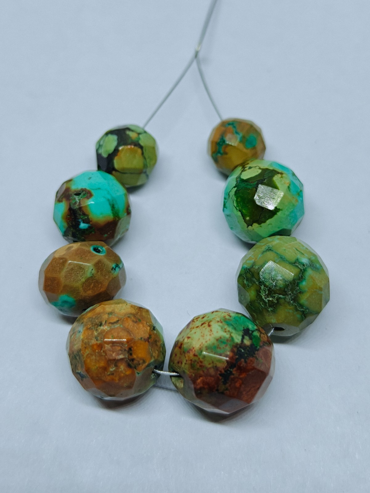 Natural Hubie Turquoise Faceted Round Beads, Loose Gemstone Jewelry Beads 65 Cts