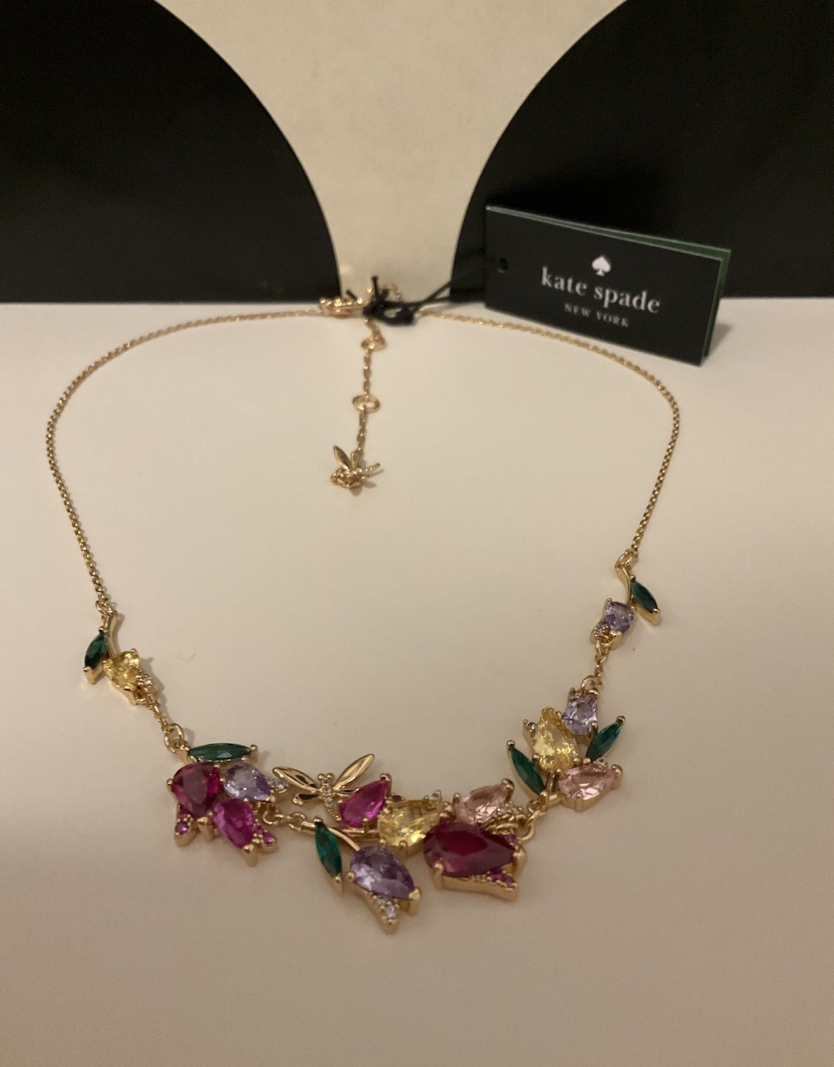 NWT Kate Spade New York Greenhouse Floral 12k Gold Plated CZ Crystals Necklace