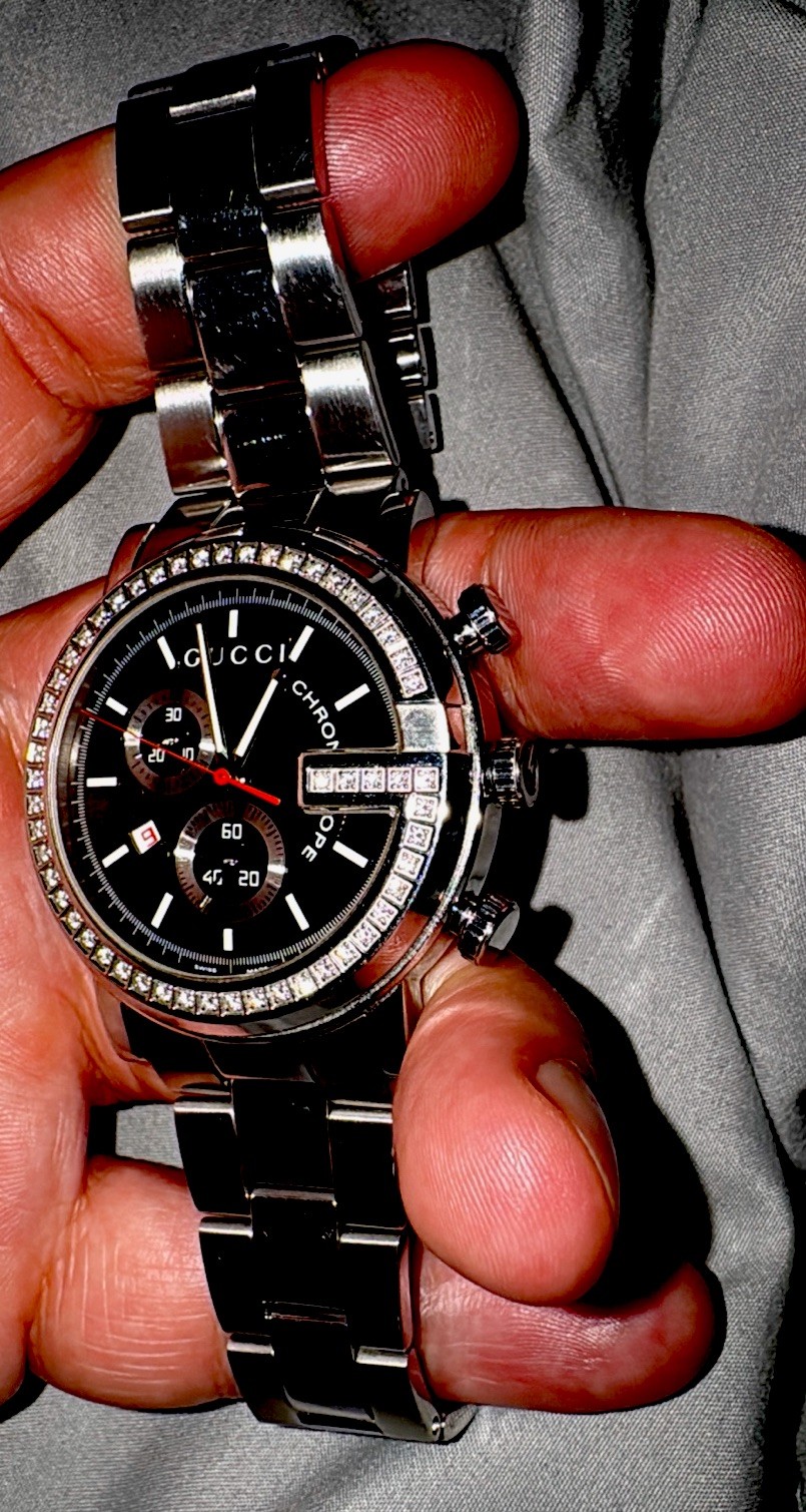 Mens Gucci 101M Chronoscope Diamond Watch Factory Set Luxury Joe Rodeo Benny Co