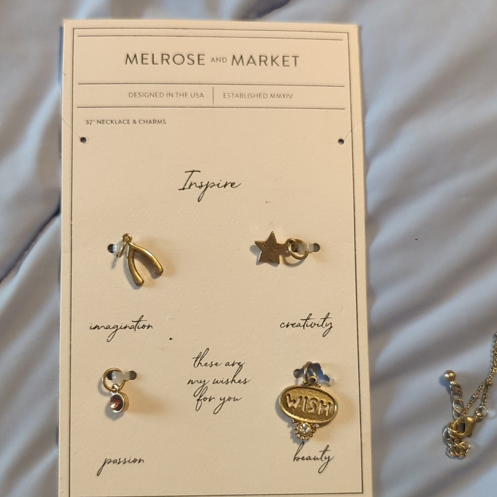 Melrose and Market Gold Tone 32 in Cable Chain Necklace, Pendant 4 Charms