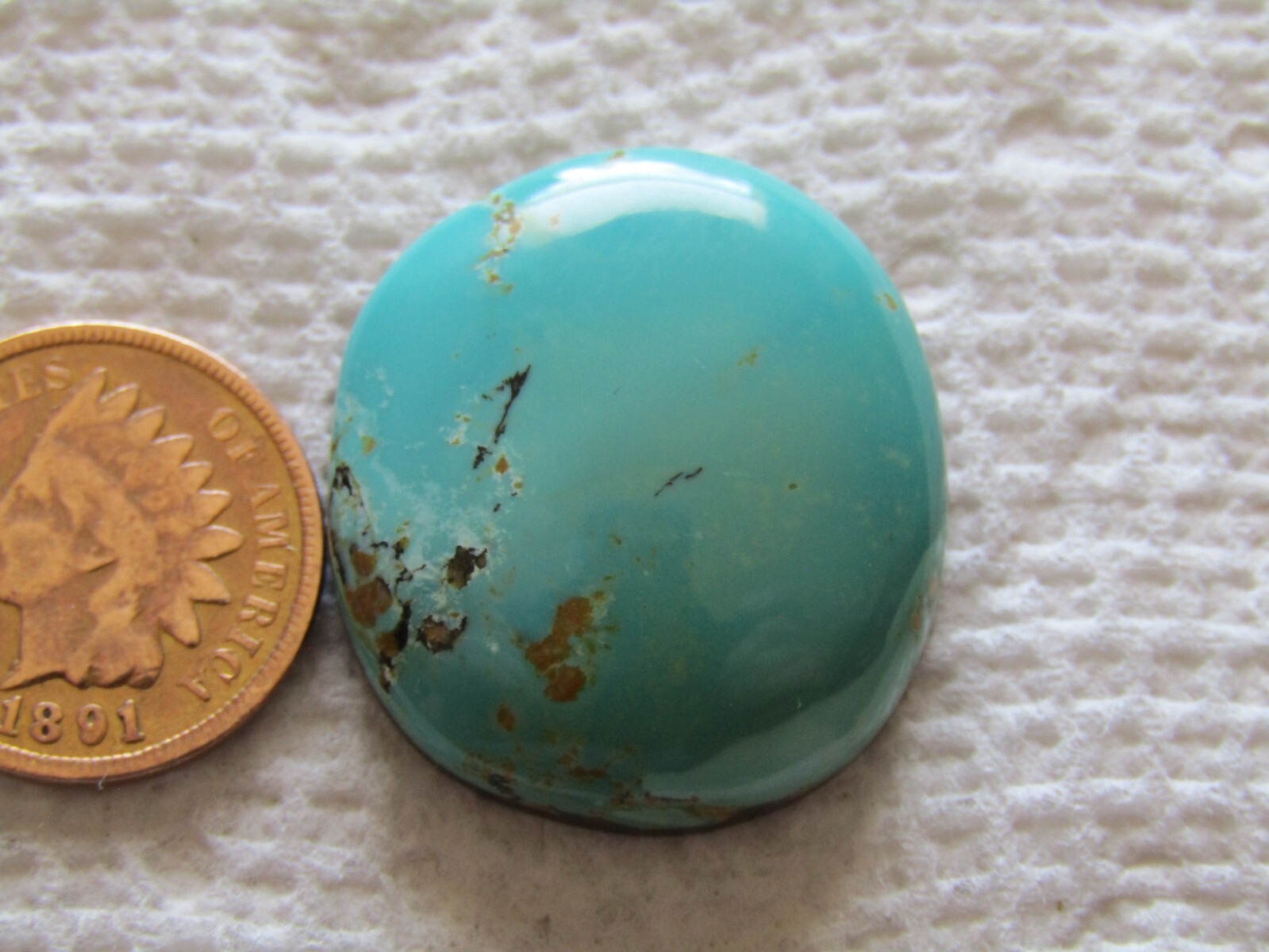 King’s Manassa Turquoise 38 carat Cabochon American Blue Green Cab Lick Skillet