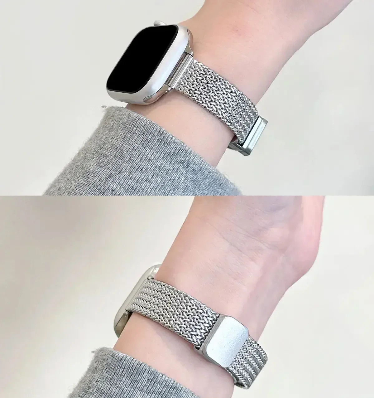 Women Slim Steel Strap Magntic Loop Watch Band 38mm 40mm 41mm 42mm 44mm 45mm