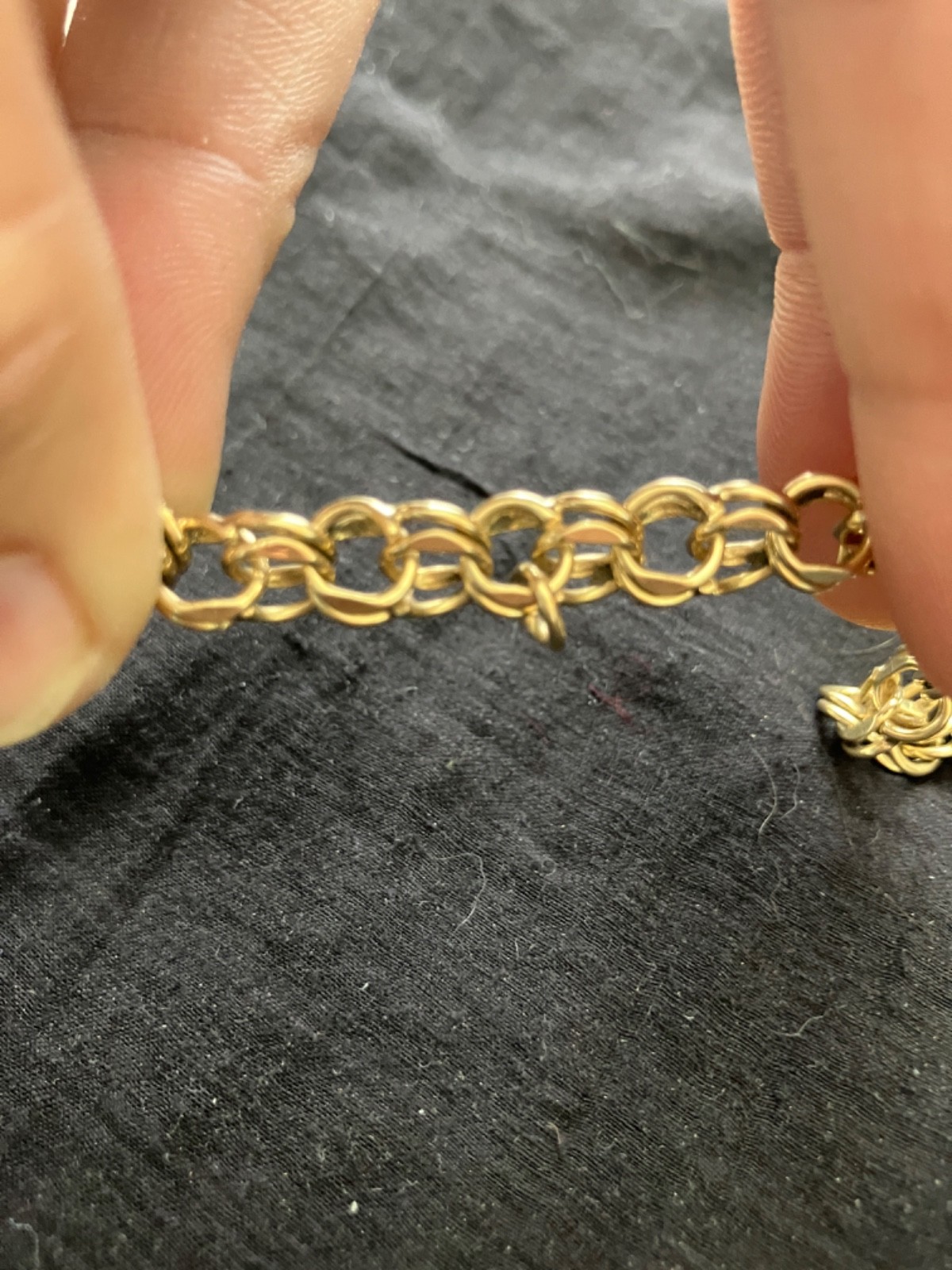 14K yellow gold double link charm bracelet POM 60’s 21 grams 8 inches