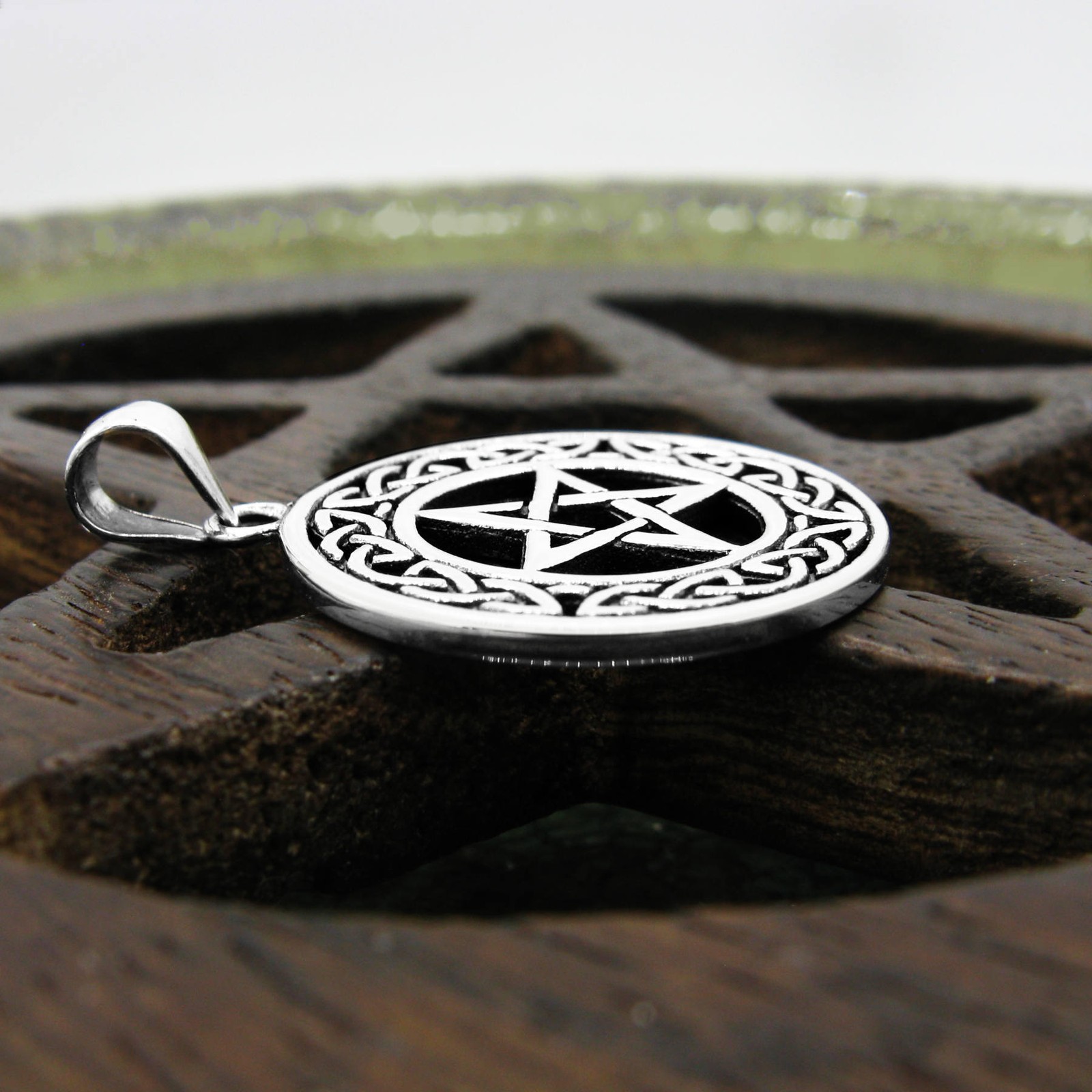 Pentagram Pendant Only – No Chain – Celtic Knot Border – 925 Sterling Silver