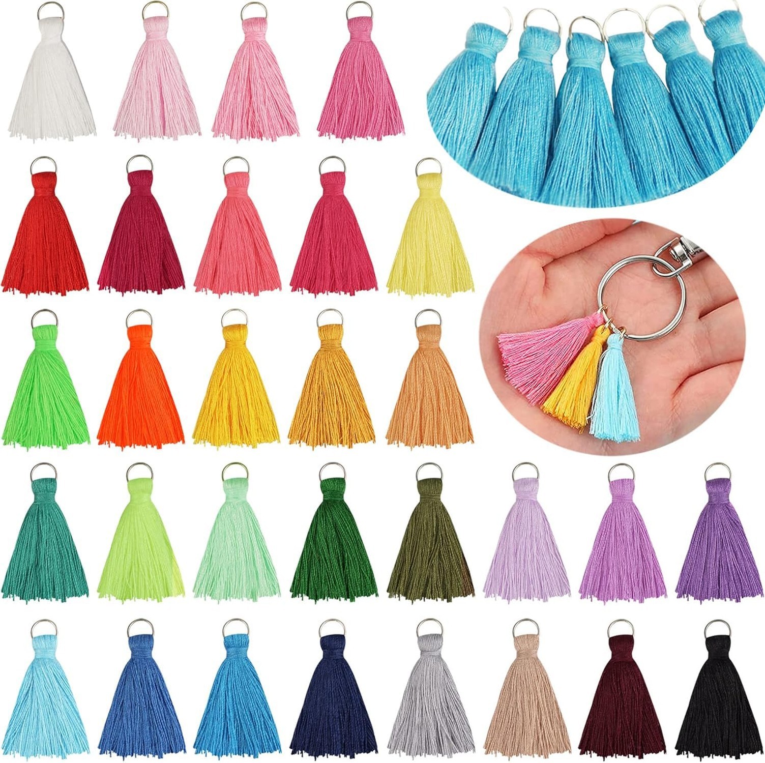 180PCS 30 Colors 3.5CM Multi-Color Mini Tassels Tiny Craft Tassels for Earrin…
