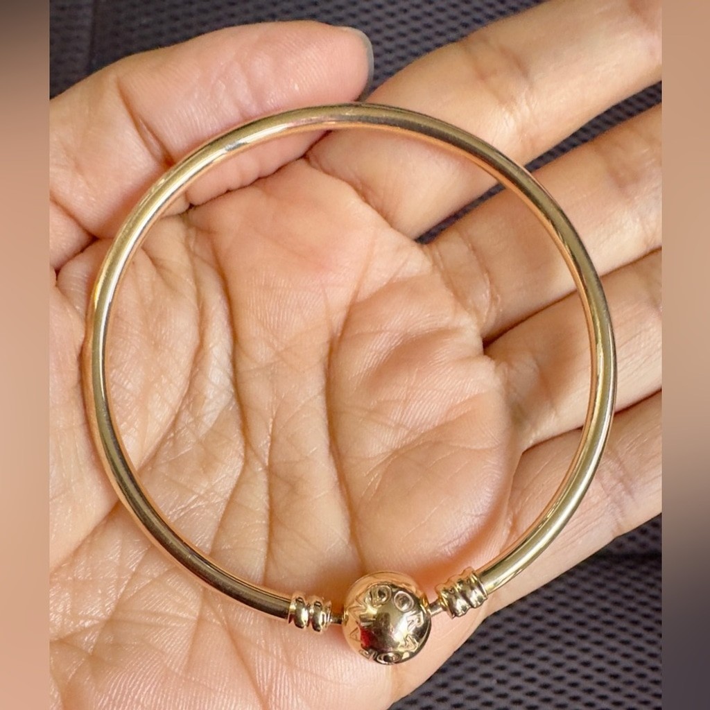 NEW❗️100% Authentic Pandora 14K Solid Gold Bangle Bracelet 6.7 Inches