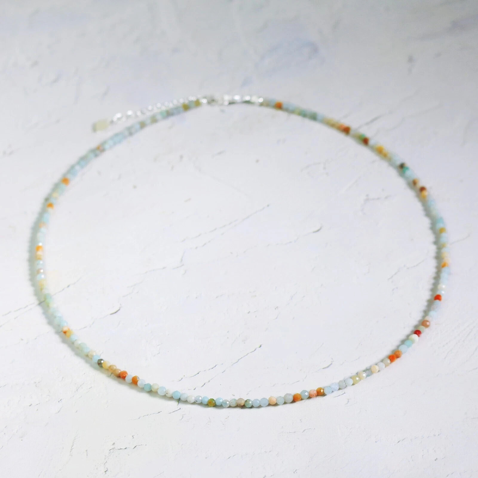 Amazonite 2mm Gemstone Beads Dainty Choker Necklace Minimalist Crystal Necklace
