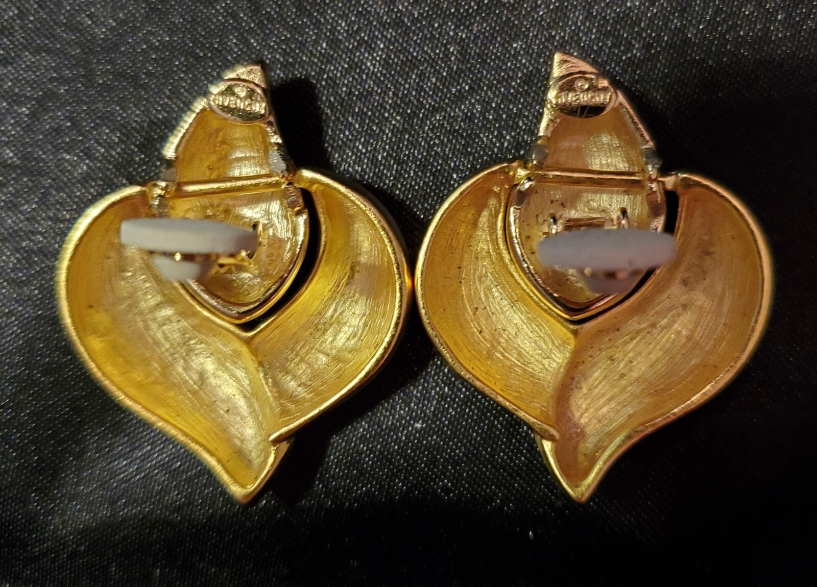 BIJOUX GIVENCHY Vtg Runway 1990s Earrings, Matte/Shiny Gold Tone in Flame Shape