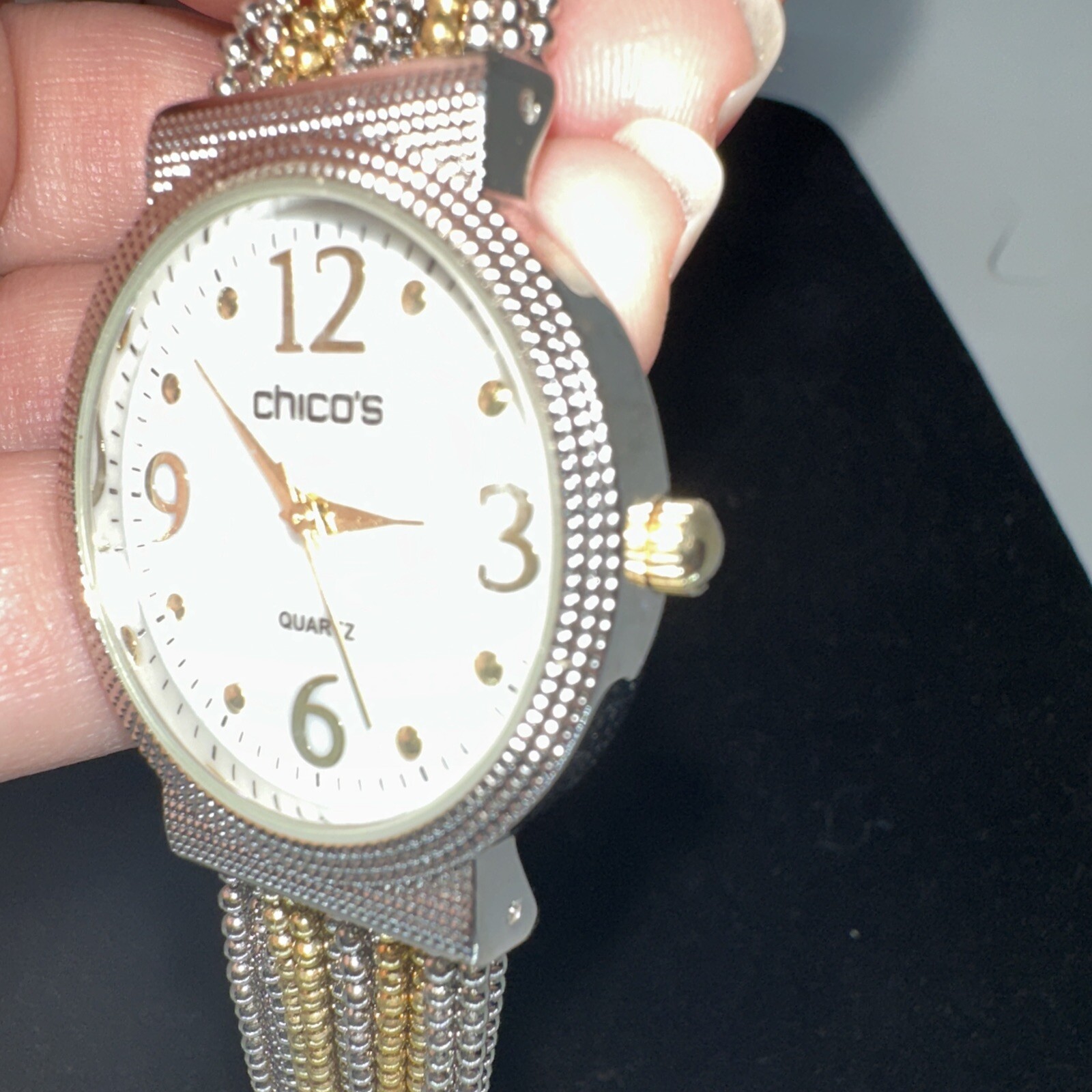 Chico’sp Multi-strand Gold & Silver Tone Ball Chain Watch Can Be Sized.