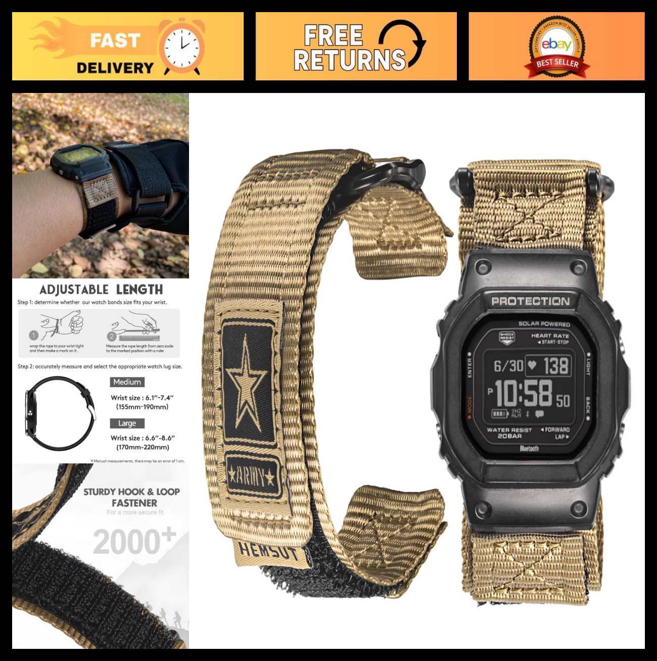 16mm Quick Release Nylon Watch Band for G-Shock GD/DW/GW/GA Series – Rugged Mili