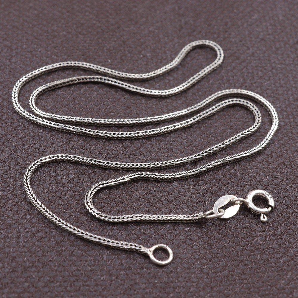 Pure 925 Sterling Silver Chain 1.2mm Thin Foxtail Link Necklace 2-3g 15.9inch