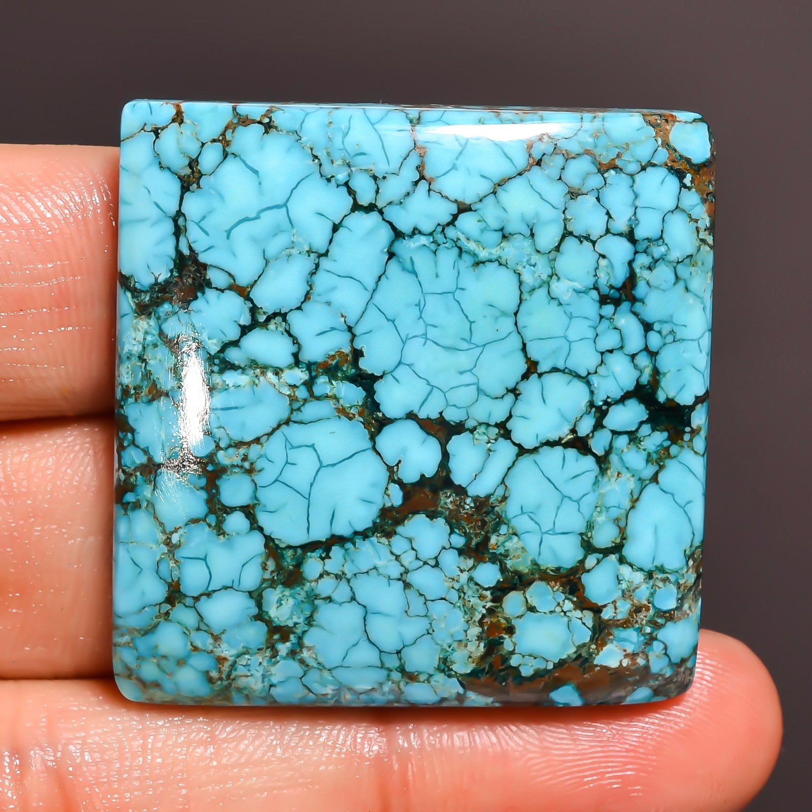Tibet Turquoise 108.55Ct Cushion Shape Cabochon Natural 35x36x7mm Loose Gemstone