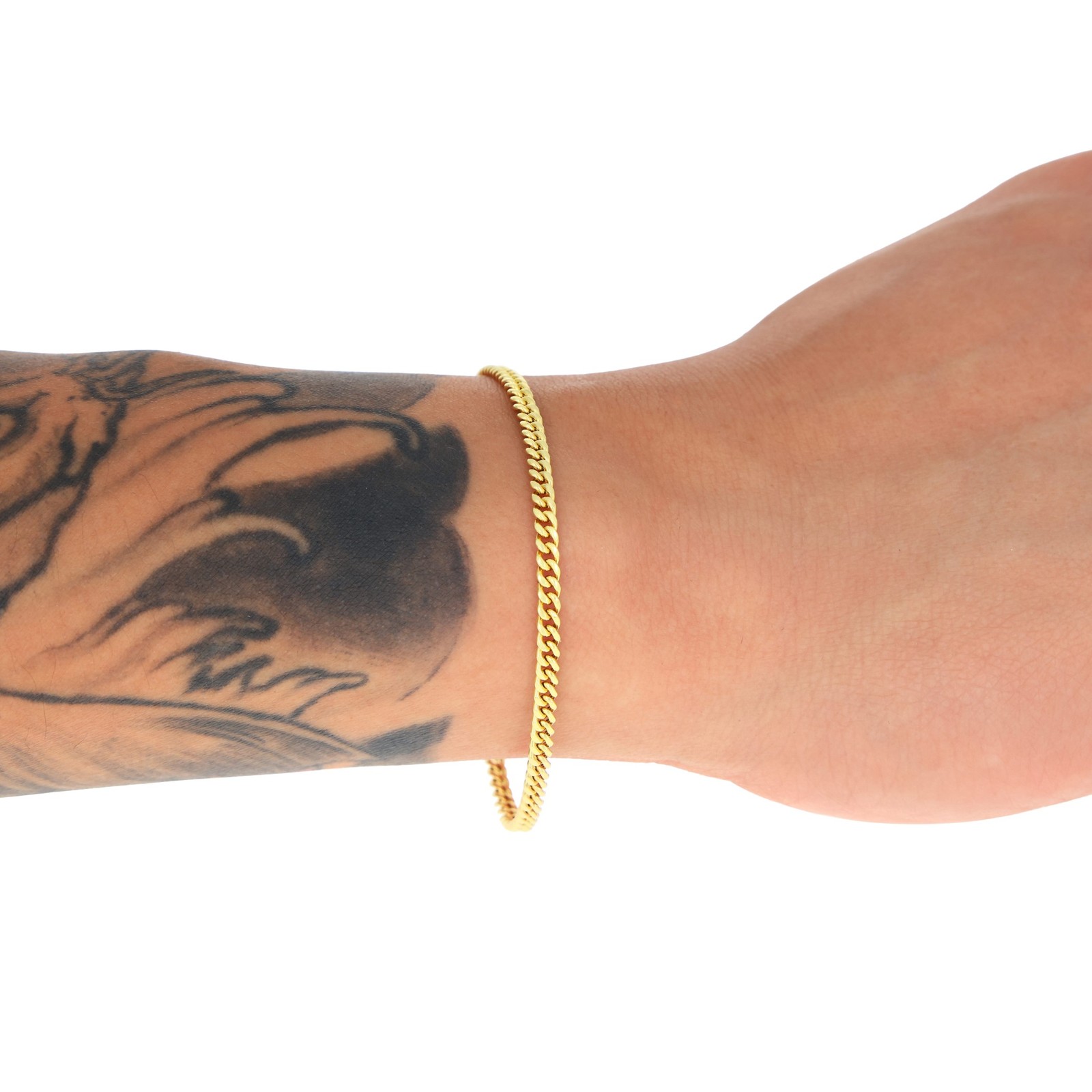 14K Yellow Gold 3mm Miami Cuban Link Chain Bracelet Men Women 7″ 7.5″ 8″ 8.5″ 9″