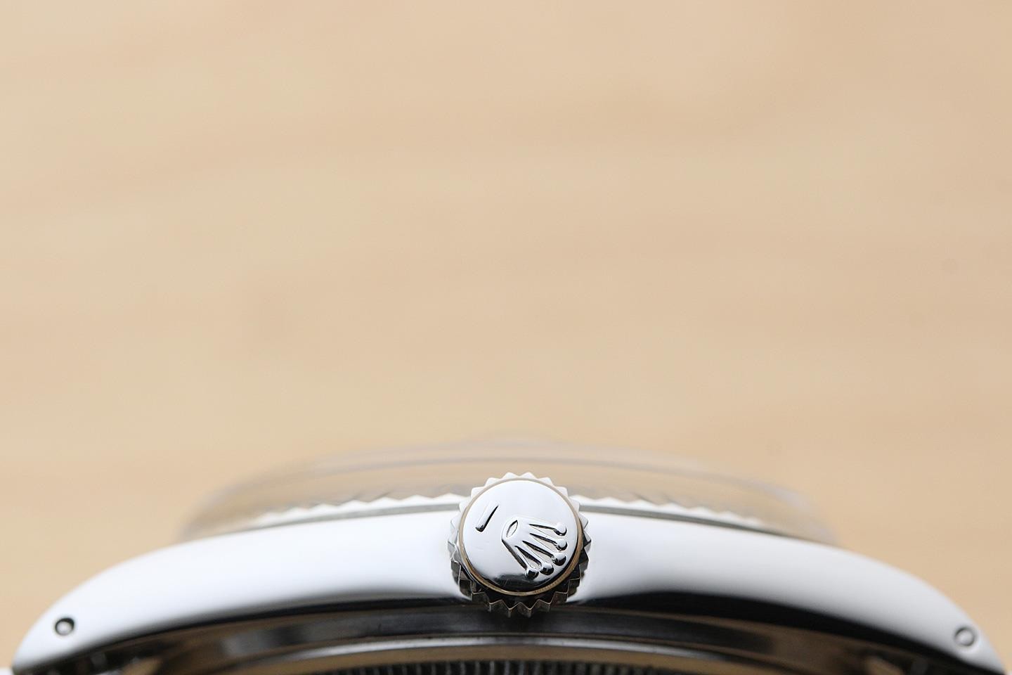 ROLEX DATEJUST 1601 GRAY DIAL 18K WHITE GOLD STEEL FOLDED BRACELET WATCH