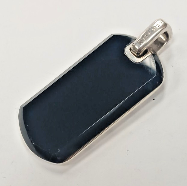 Rare Huge 42 mm by 23 mm David Yurman Sterling Silver Onyx Chevron Pendant