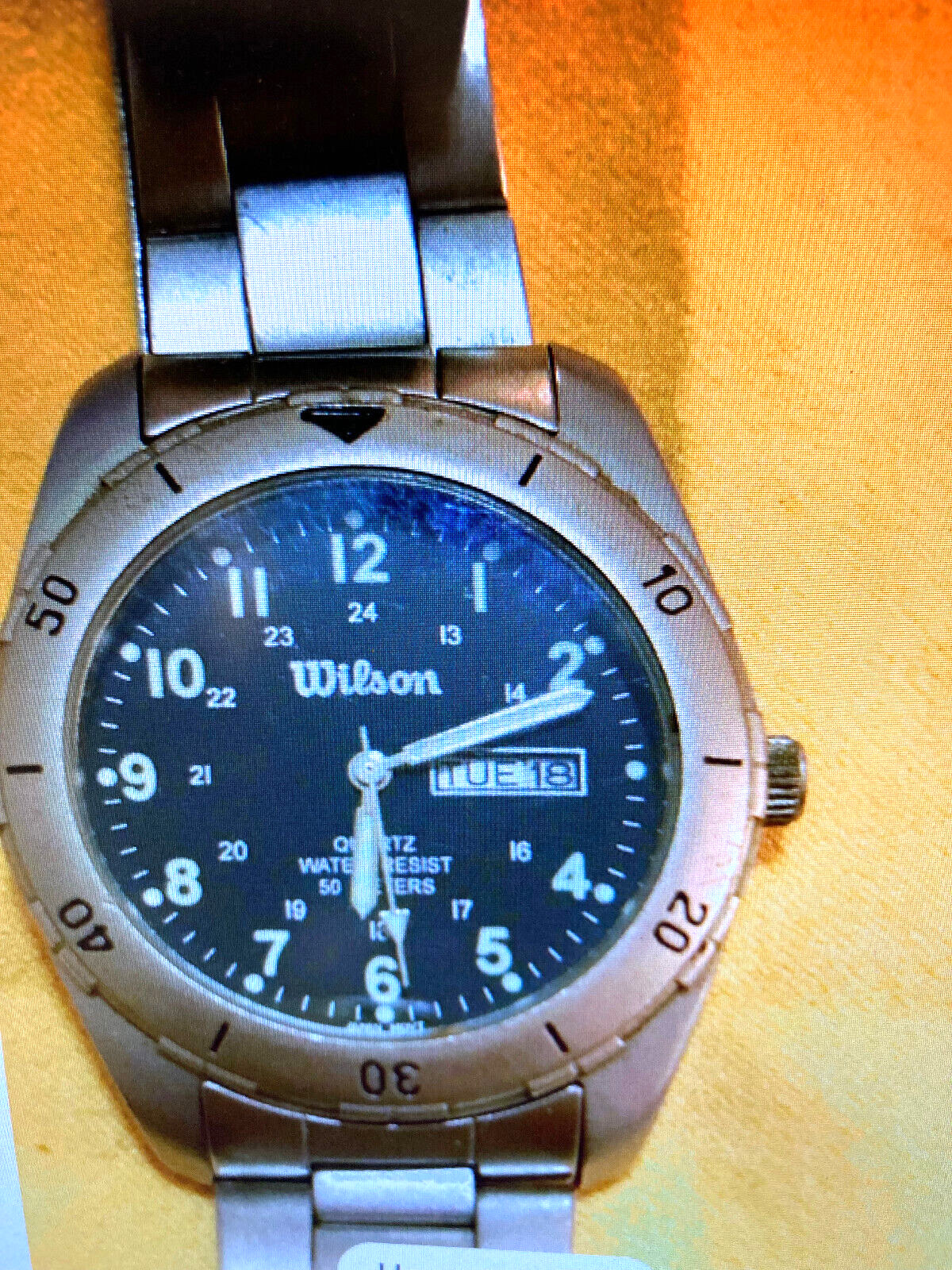 Vntg Rare Wilson LWA 199 x Quartz Men`s Watch 165 Ft(50m)Water res. Day/Date