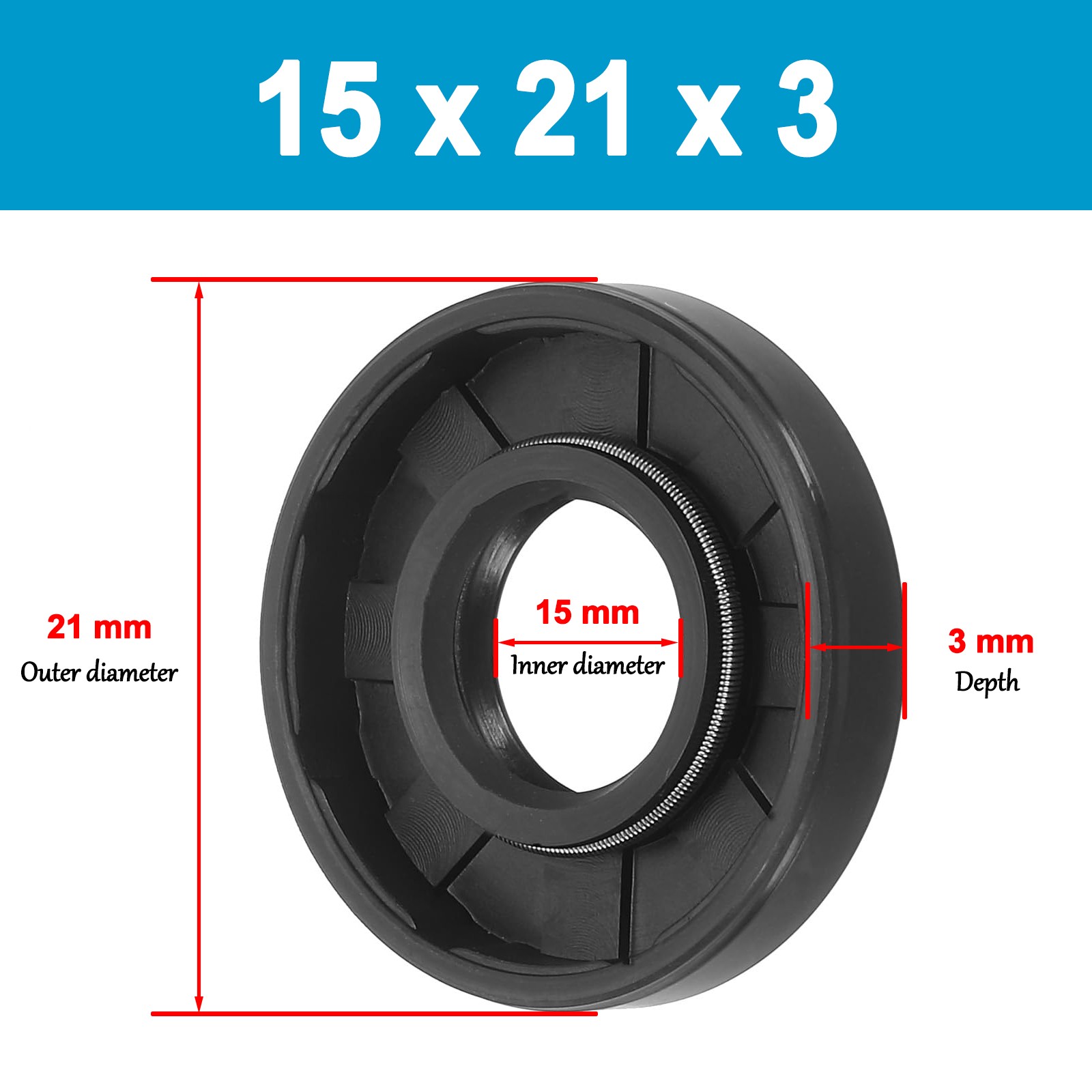 Oil Seal 15mm / 16mm / 17mm ID Rotary Shaft Double Lip R23/TC TTO All Depths NBR
