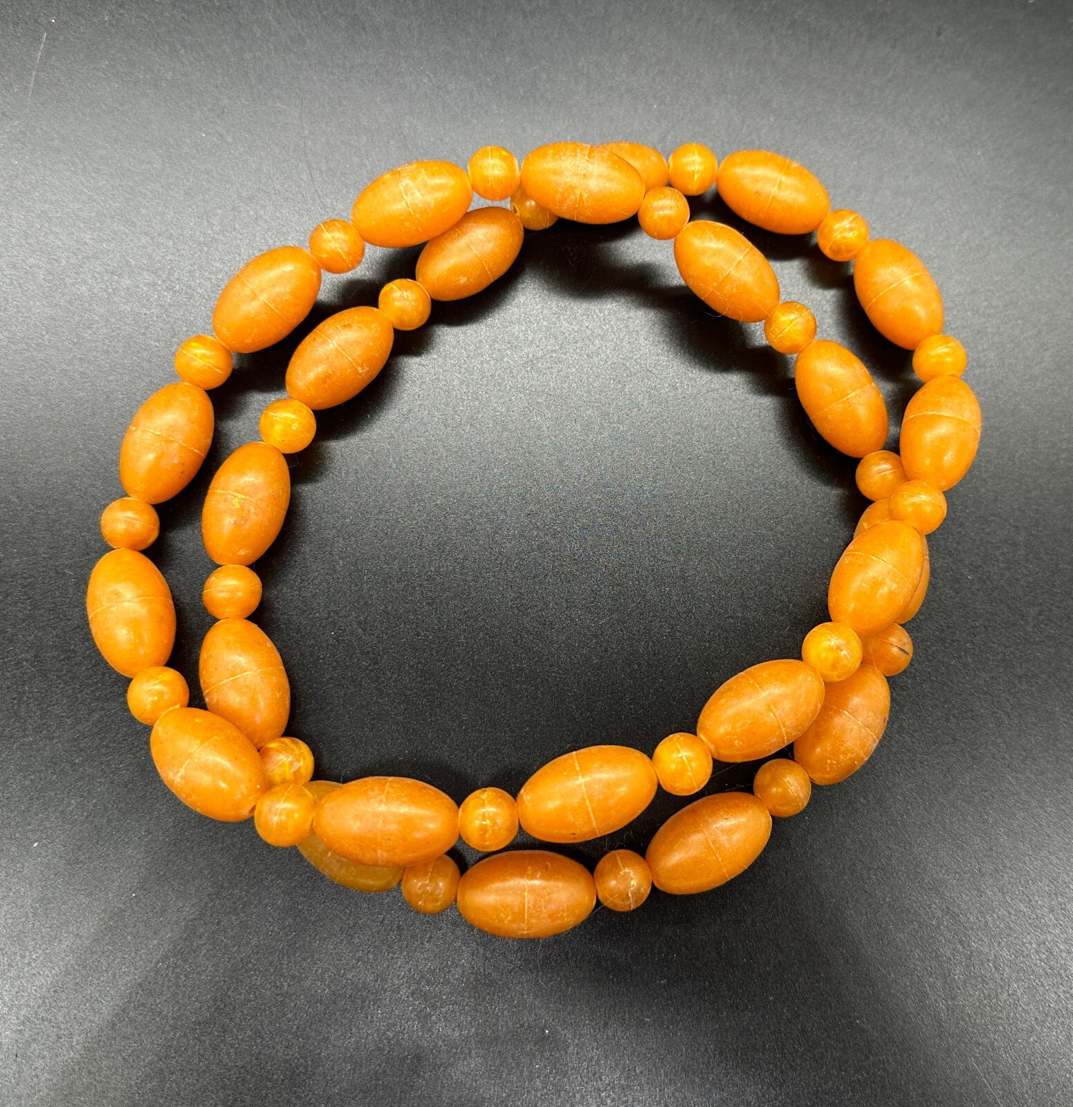 🙌Vintage plastic beads amber color imitation Length 40 cm (15.7 inches)ЮБ9