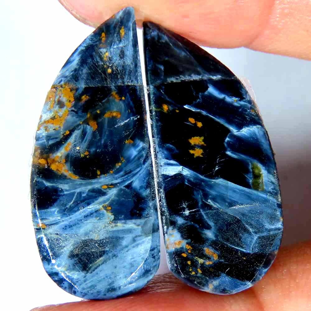 20.50Cts.100%Natural Blue Pietersite Matched Pair Fancy Cab 11x26x4mm Gemstone