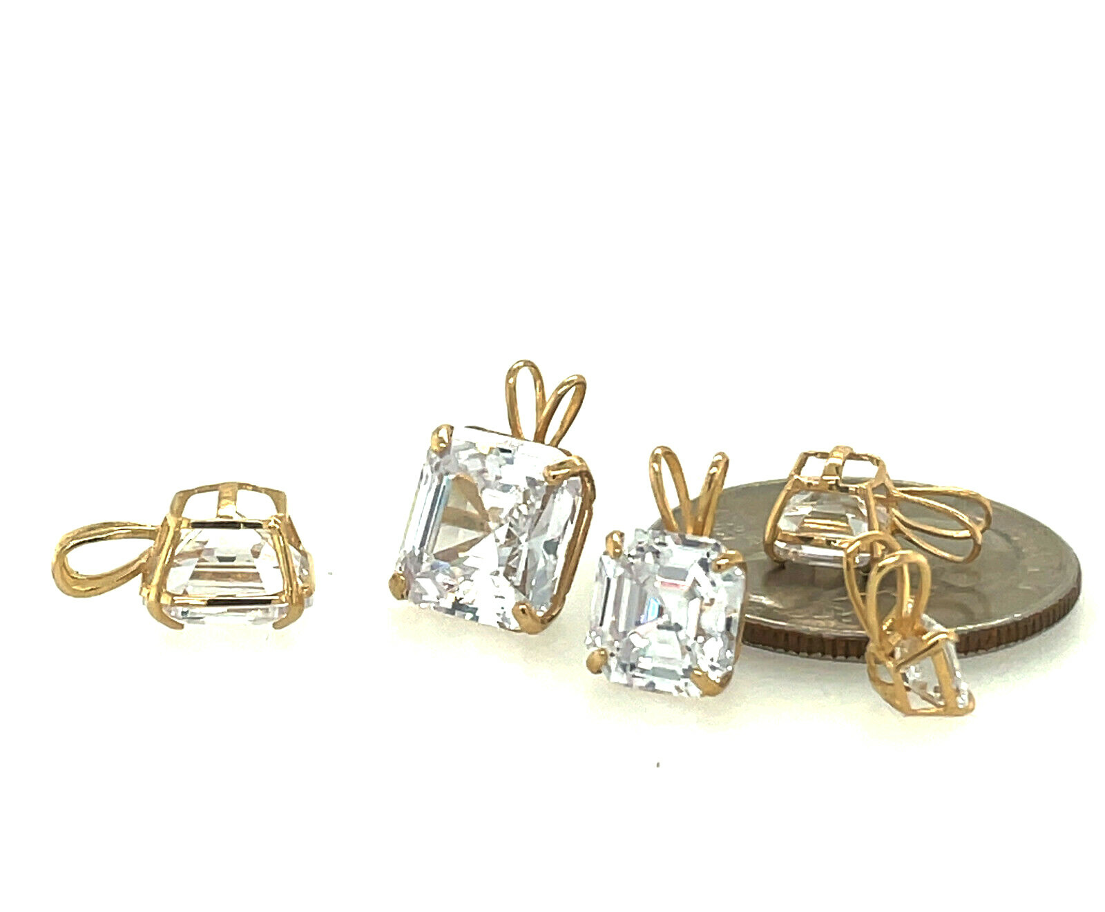 14k Yellow/ White/ Gold Asscher Cut CZ Pendant