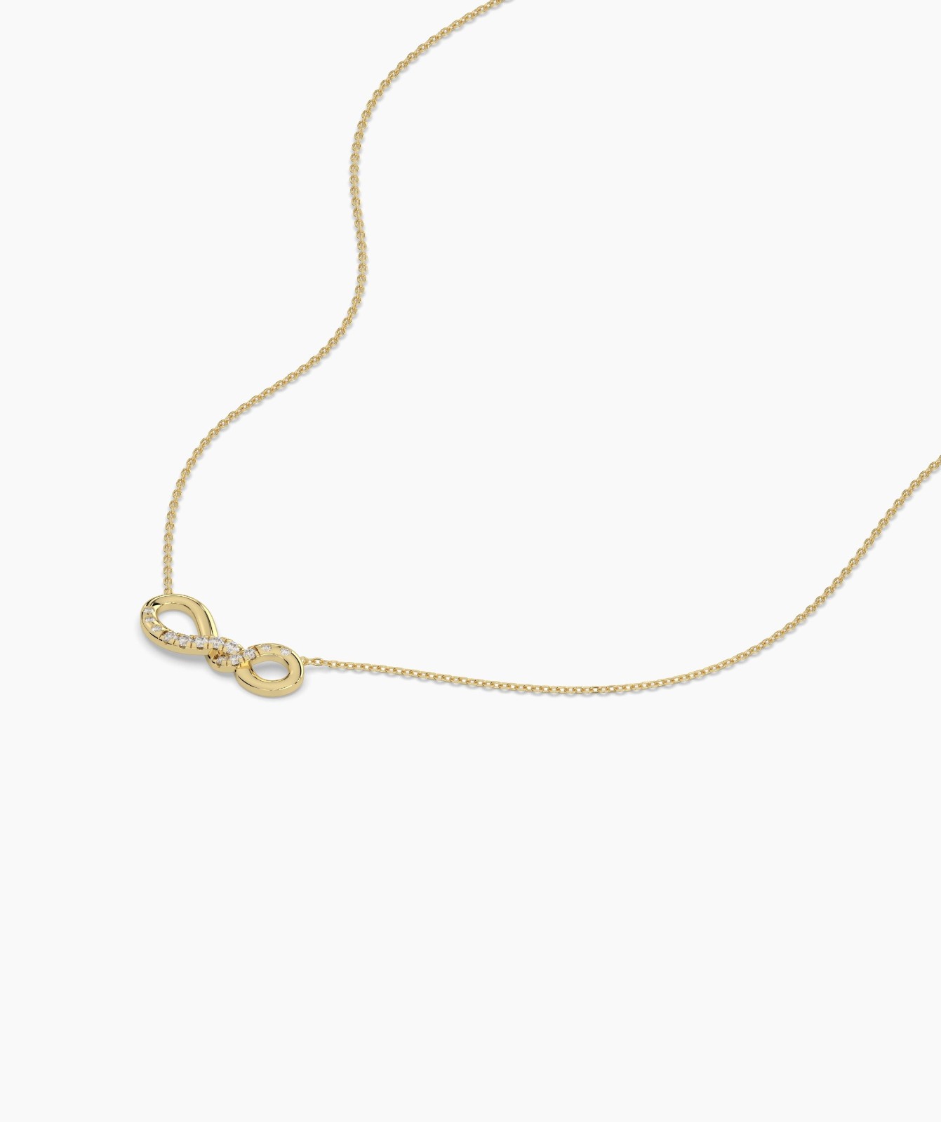 14K Gold Round E-F/VVS-VS Lab Grown Diamond Horizontal Infinity Pendant Necklace