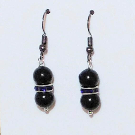 Shell Pearl Drop Earrings with Rondels. 1 pair.