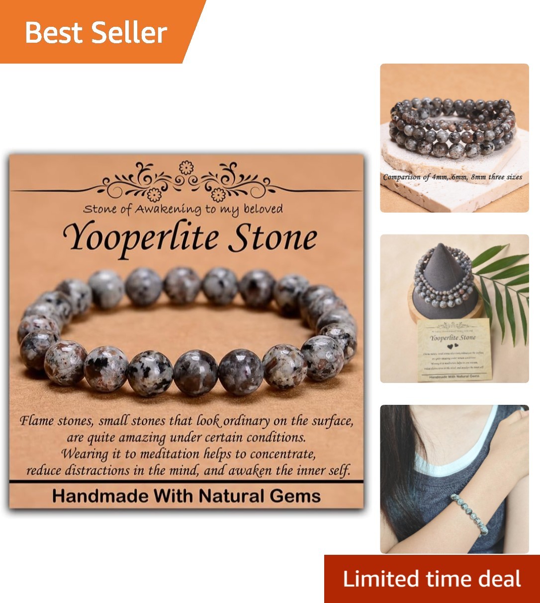 Natural Yooperlite Stone Bracelet – Handmade Stretch Design for Inner Peace