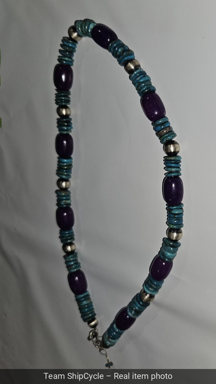 without tags Sterling silver Turquoise sugilite Necklace 19 Inch G2U