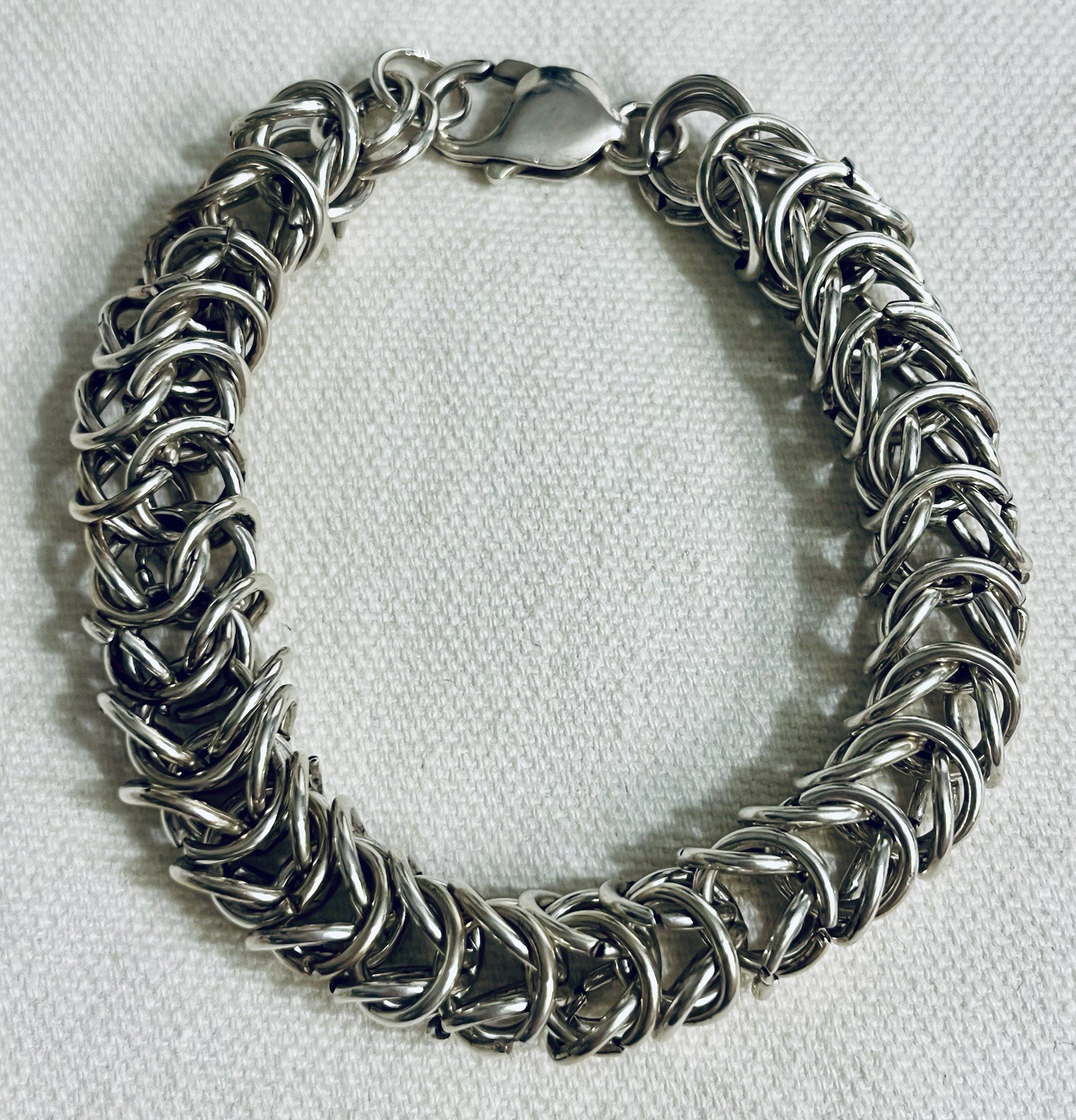 Vintage 925 Sterling Silver Unisex Chainmail Byzantine Bracelet 8.25” Sturdy 40g