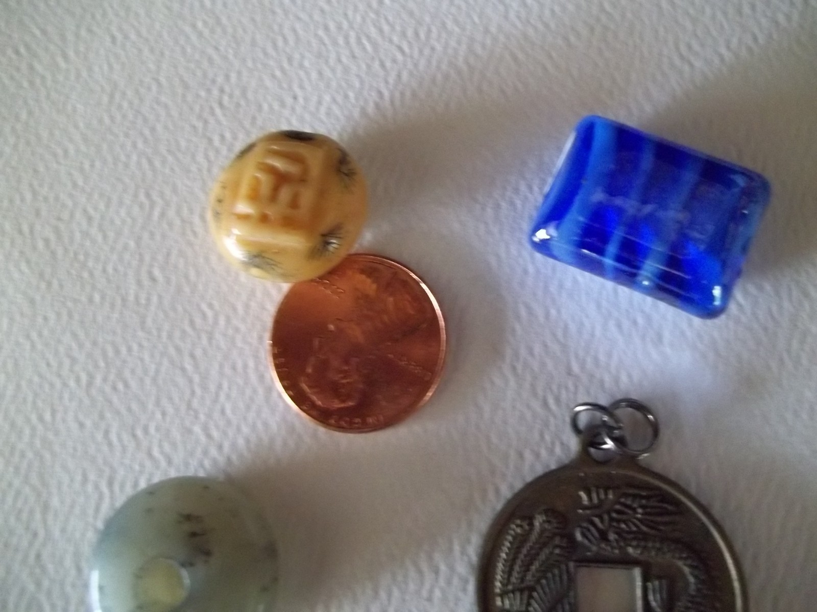 Asian style bead lot carved resin jade look glass craft beads ojime style