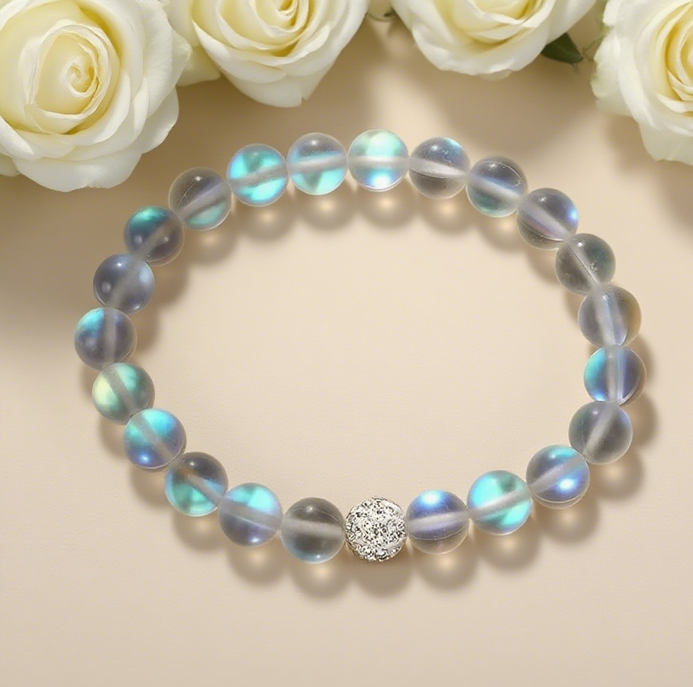 Natural Angel Aura Quartz 8mm Bracelet Gemstone Healing Crystal Gift