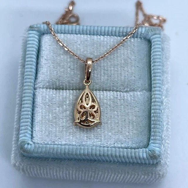 Stunning Teardrop Shape Pendant Round Cut Simulated Diamond 14K Rose Gold Plated