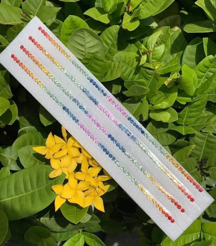Natural IGL Rainbow Sapphire 42 Pcs 2.50mm Round Colorful Loose Gemstone 5DDL