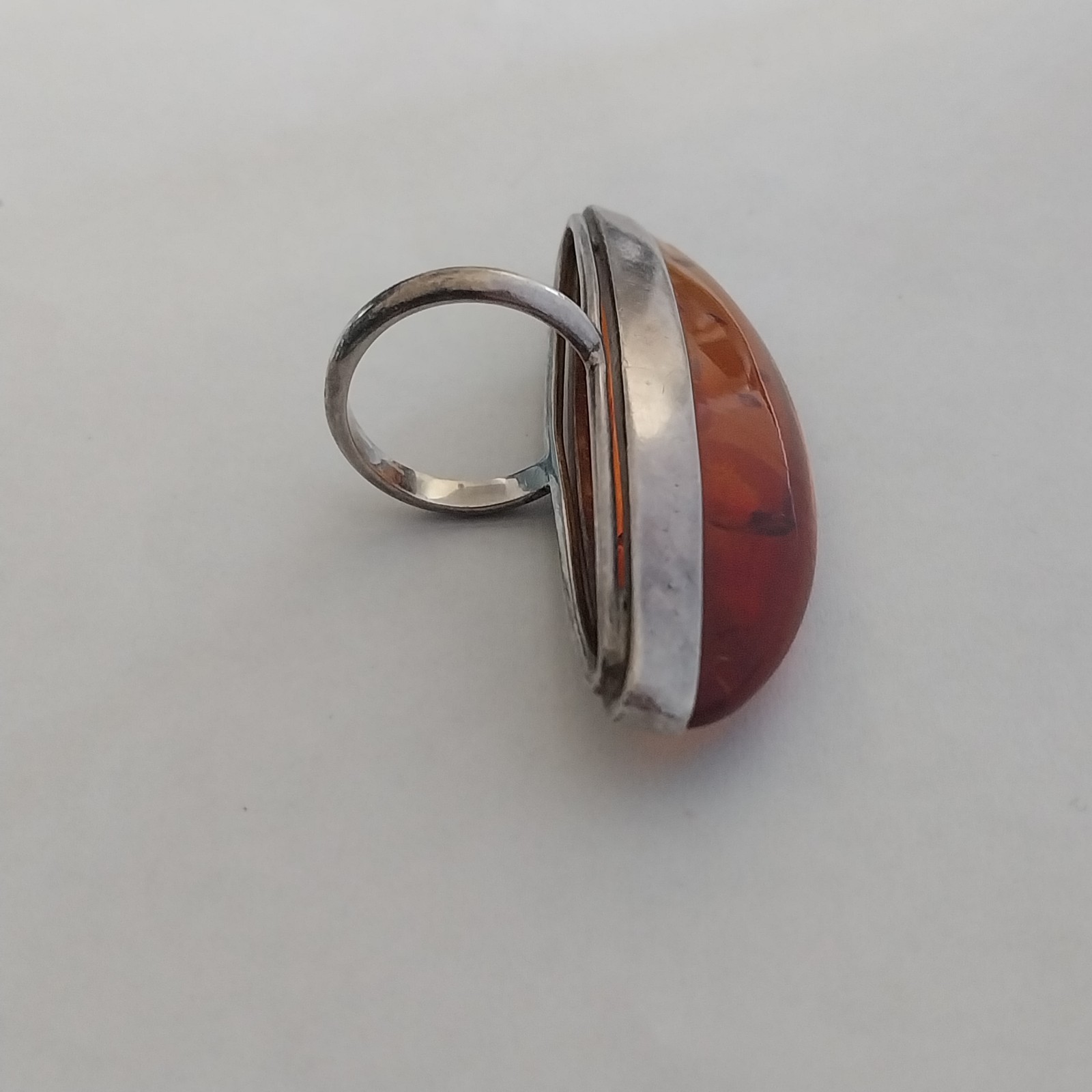 Vtg Huge Boho Sterling Silver 925 Amber Statement Oversized Ring Size 6.5