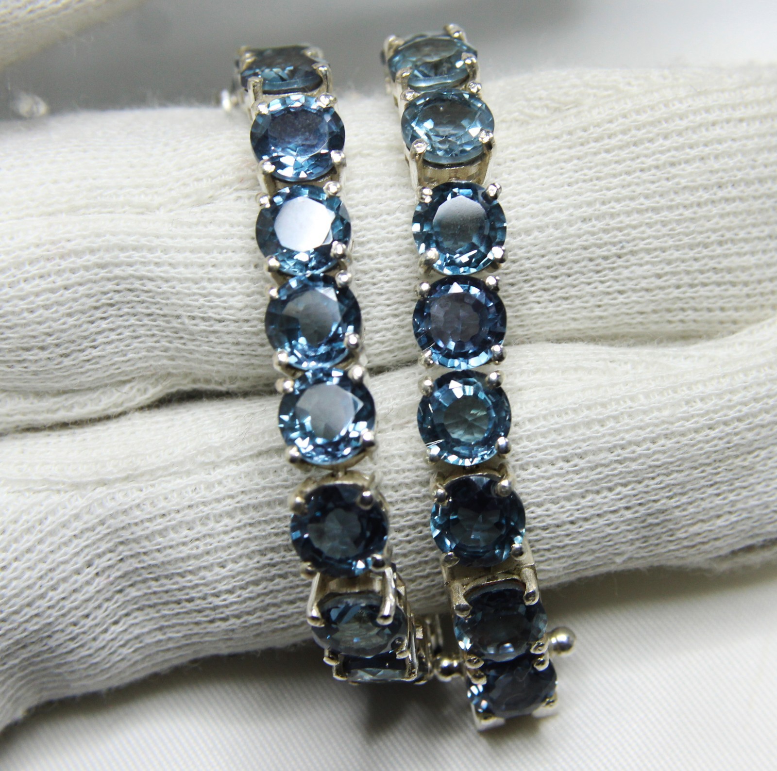 28 Ct Natural Alexandrite Color Change Round Gemstone Silver 925 Tennis Bracelet