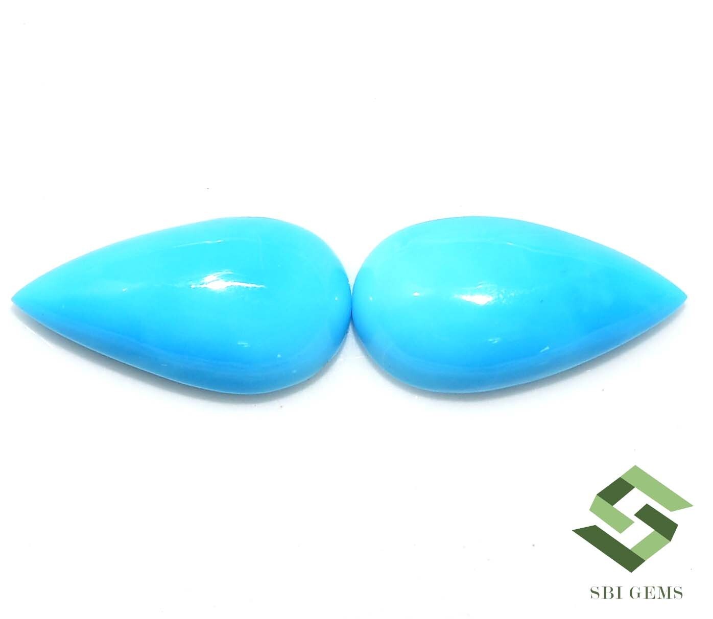 15×8 mm Natural Sleeping Beauty Turquoise Pear Cabochon Pair 6.16 CTS Loose Gems