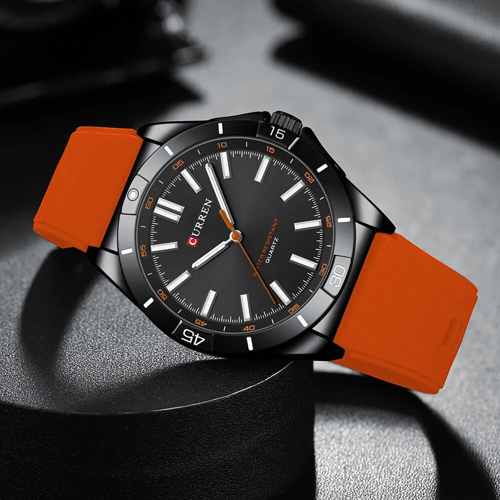 CURREN Men Quartz Watch Casual Business Wristwatch Boys Silicone Sport Watches