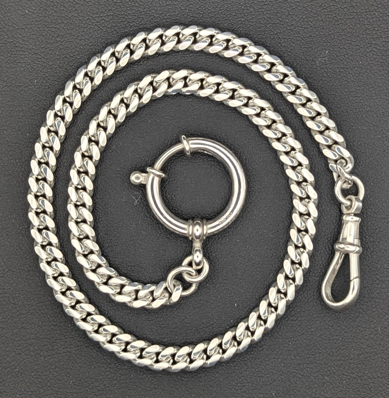 New 5.0mm Wide, Solid Sterling Silver 13-1/2 inch Pocket Watch Chain, 24.3 Grams