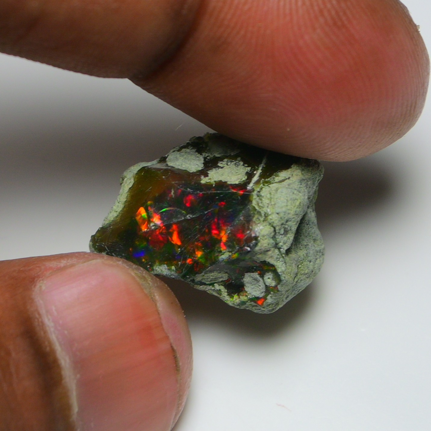 12ct Natural Black Opal Rough Ethiopian, Fire Opal Gemstone, 20x16MM Welo Opal