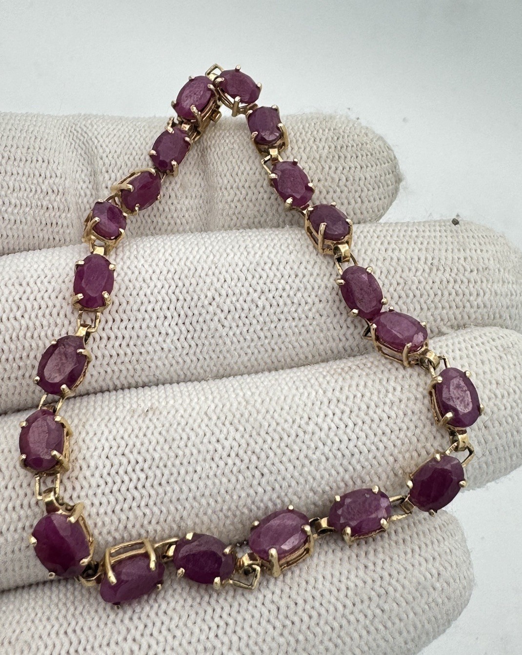 Over 100 Years Old Antique 10k Gold Ruby Bracelet Tennis