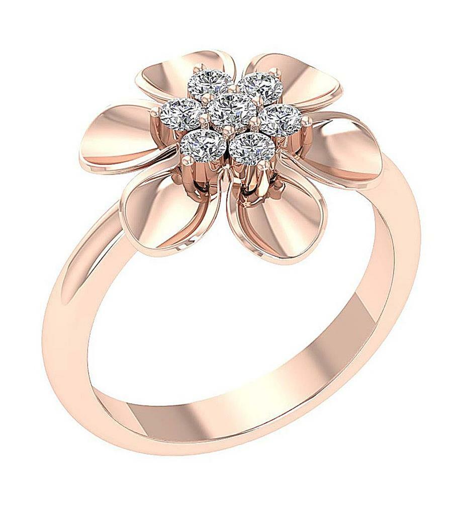 Right Hand Ring Natural Round Cut Diamond I1 G 0.50 Ct 14K Solid Gold Prong Set